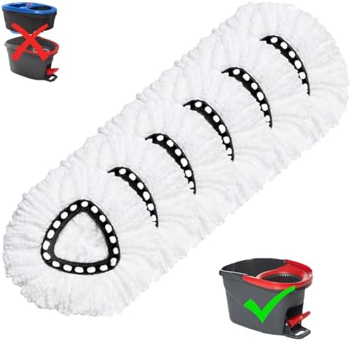 6 Pack Mop Replacement Heads for O-Ceda EasyWrin Spin Mop, Microfiber Spin Mop by HANZENMA