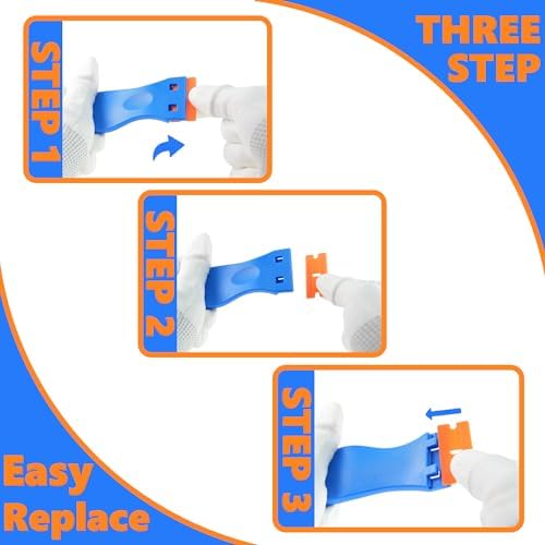 2 Pack Non-Scratch Plastic Scrapers, 8 Replacement Razor Blades, House & Car - Image 3