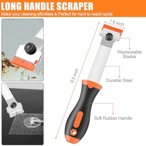 NECAMOCU 4 Pack Razor Blade Scraper, Includes 50 PCS Metal & Plastic Blades - Image 2