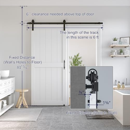 SMARTSTANDARD 34" x 80" White Sliding Barn Door - Image 2