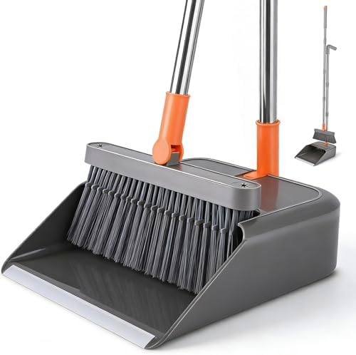 Broom and Dustpan Set, 51 inch Long Adjustable Handle Angle Broom and Dustpan by Unknown