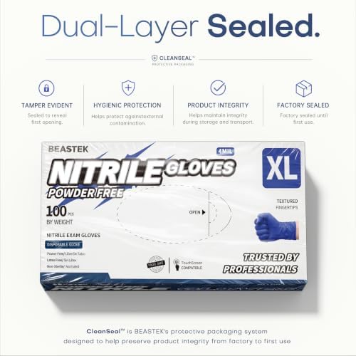 BEASTEK Nitrile Exam Gloves 4Mil Powder-Free Medical Disposable Blue Violet - Image 5