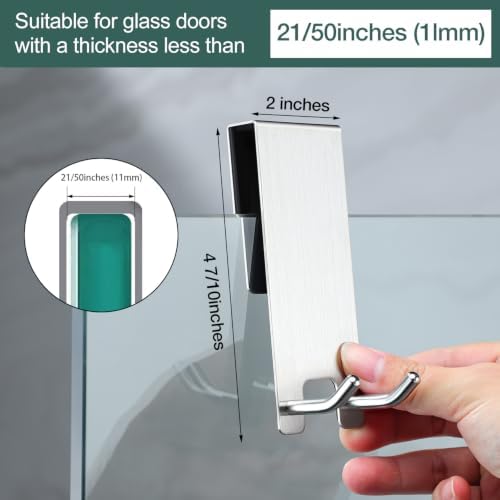 Taozun Shower Door Hooks, 2 Pack Towel Hooks - Image 2
