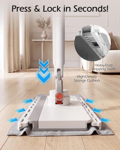 MASTERTOP Snap Grip Mop, Hands Free Flat Mop - Image 3