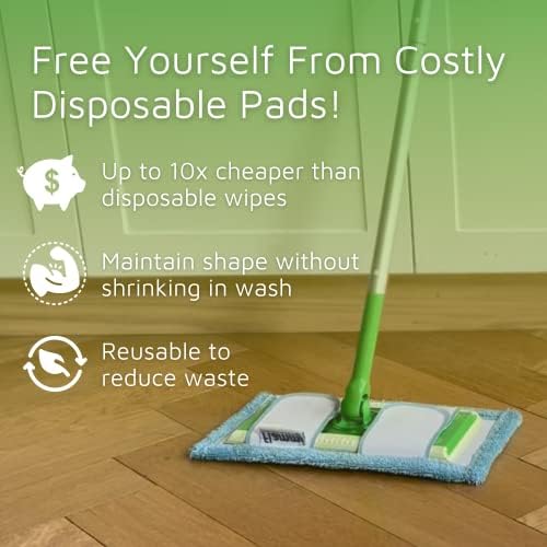 2-Pack Reusable Mop Pads for Swiffer Sweeper, Washable Microfiber Refills - Image 2