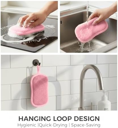 Dual Sided Kitchen Sponges and Scrubbers 10-Pack, Microfiber Non-Scratch - Image 5