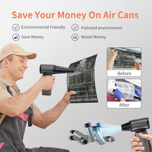 Compressed Air Duster, Stepless Speed Electric Air Duster, Metal Shell Air - Image 5