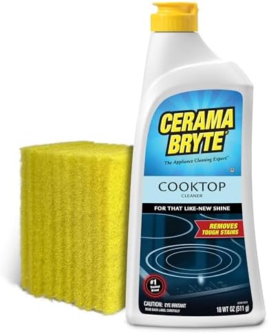 Cerama Bryte Glass Cooktop Cleaner Bundle, 18 oz Bottle & 10 Pads by CeramaBryte