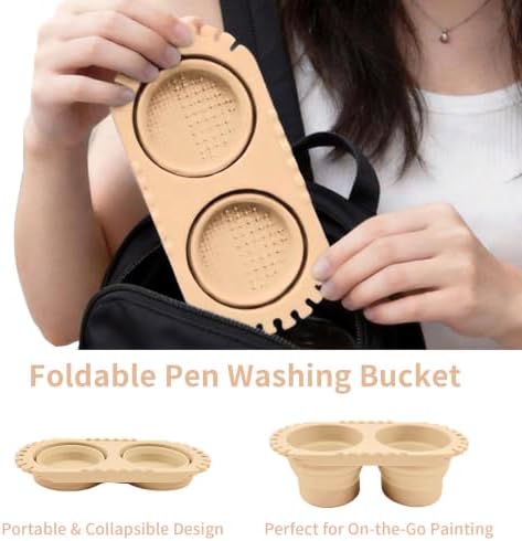 Paint Brush Cleaner Cup, Foldable Silicone Brush Cleaning Rinse Cup - Image 6