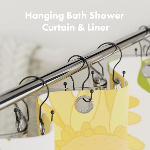 AmazerBath Shower Curtain Hooks Black Shower Curtain Rings, Simple Double Hook - Image 4
