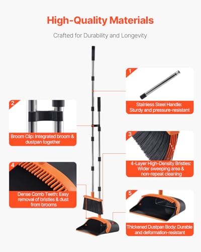 VEVOR Broom and Dustpan Set, Heavy Duty Dustpan and Broom Combo - Image 3