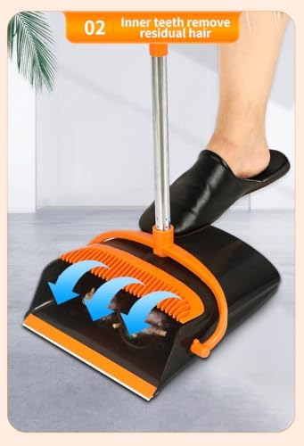 Long Handle Broom and Dustpan Set, Upright Standing Combo, Heavy Duty - Image 4