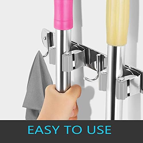 2 Pcs Mop Broom Holder Wall Mounted, Dustpan Holders, Stainless Steel Mop - Image 5
