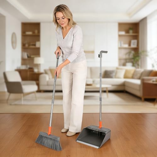 Broom and Dustpan Set, 51 inch Long Adjustable Handle Angle Broom and Dustpan - Image 7