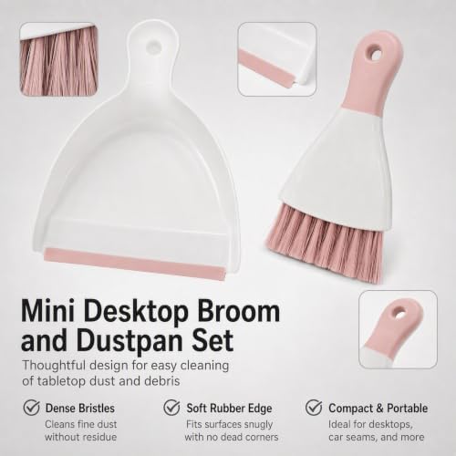 GeeRic Mini Dustpan and Brush Set, Dust Pan Broom Pink - Image 4