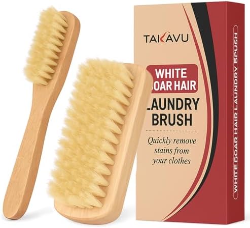 TAKAVU Laundry Brush Set, Soft Boar Bristle and Compact Wood Handle by TAKAVU