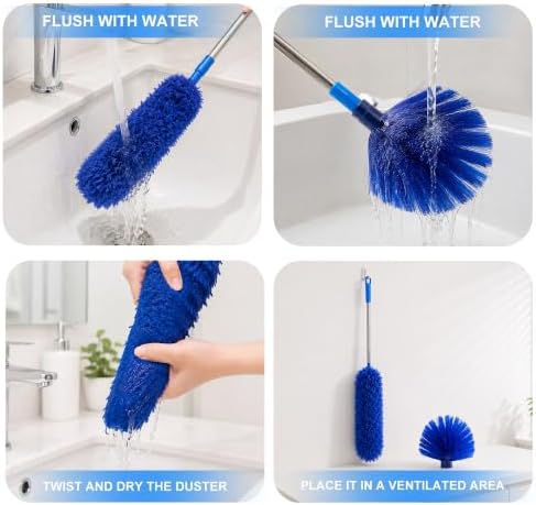 Cobweb Duster with 2-14 ft Extension Pole, Spider Web Brush, Microfiber Feather - Image 7