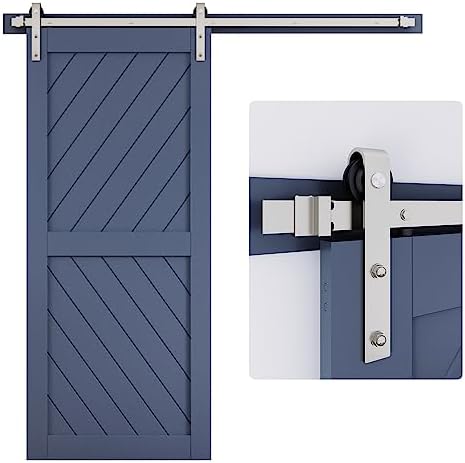 EaseLife 6.6 FT Brushed Nickel Sliding Barn Door Hardware Track Kit, Basic J by EaseLife