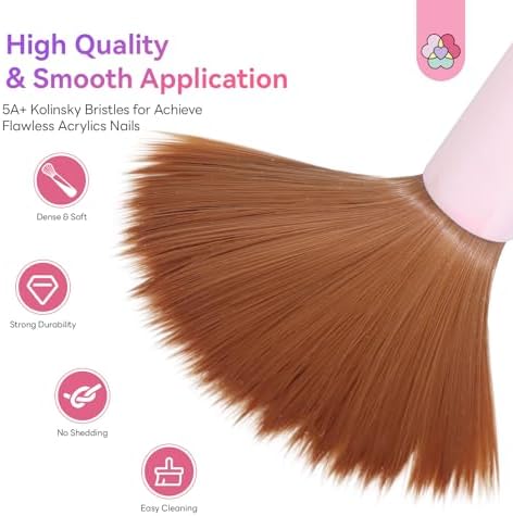 SAVILAND Kolinsky Acrylic Nail Brush Set Size 6 10 12 14, Gradient Pearl - Image 5