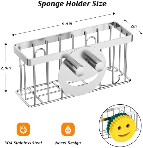 MURLONG Sponge Holder Smiley Face, Sink Caddy - Image 3