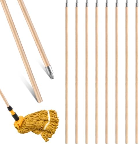 Barydat 8 Pack 72 Inch Lacquered Wood Broom Handle Bulk by home