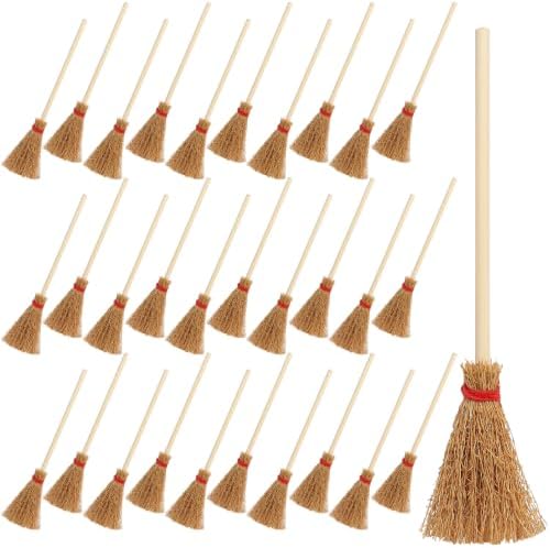 30Pcs Mini Witch Brooms Halloween Hanging Straw Broomstick Party Decor by Lucleag