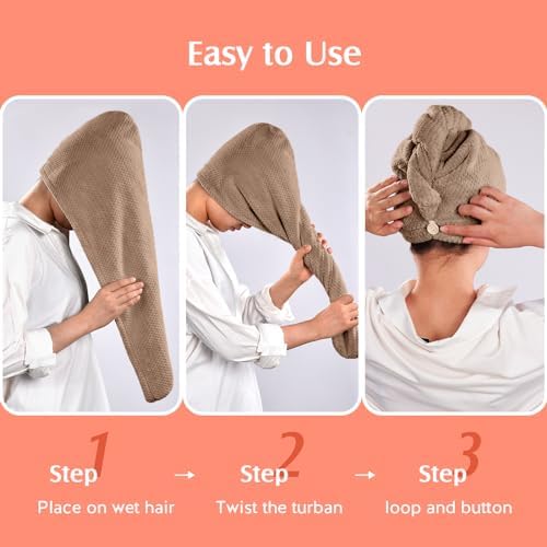 YFONG 2 Pack Large Microfiber Hair Towel Wrap - Image 6