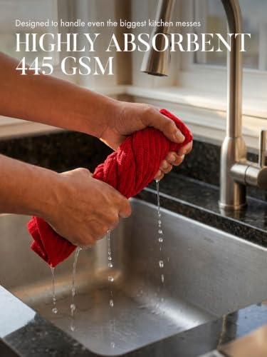 Bumble Kitchen Towels, 100% Cotton, Dish Towels Red - Image 4