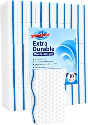 10 Pack Magic Eraser Sponge Pads, Extra Thick Melamine Sponges by StainEnder