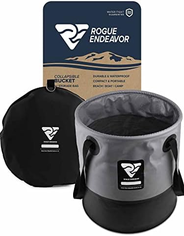 Rogue Endeavor Heavy Duty Collapsible Bucket Includes Lid), Mesh Bag, Beach and by RogueEndeavor