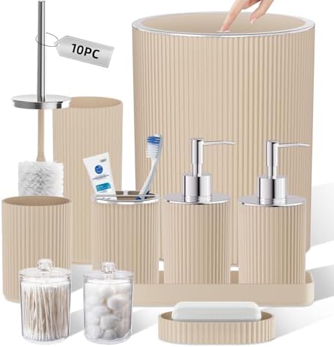Beige Bathroom Accessories Set by LetUsMakeHomeYourFavoriteDestination