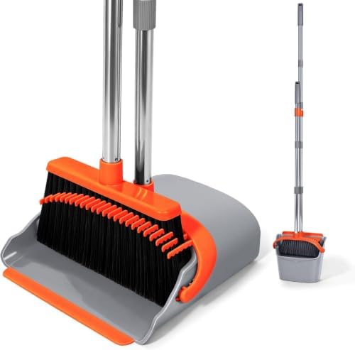 YZO Broom with Dustpan Combo Set, 56.1-Inch Long Handle Standing Design by Unknown