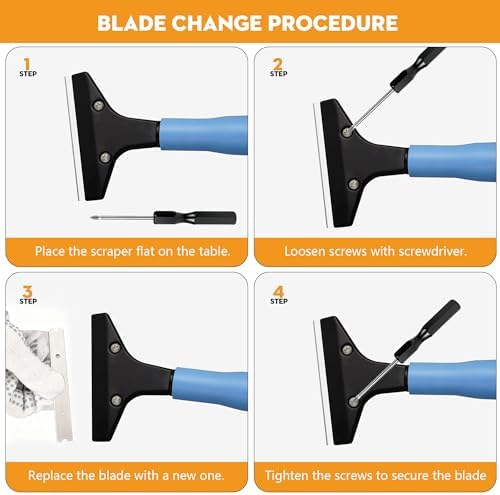 4-Inch Razor Blade Floor Scraper, Long Handle Heavy Duty 37-51.5 Inch - Image 6