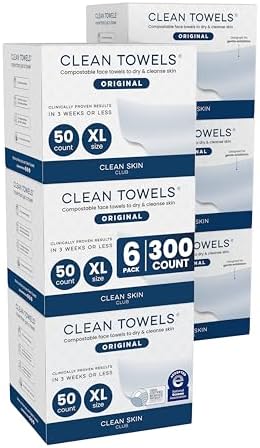 Clean Skin Club Clean Towels XL®, 100% USDA Biobased Face Towel, Disposable by CLEANSKINCLUB