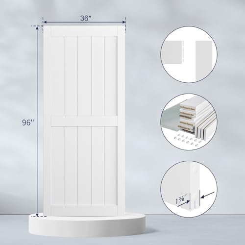 SMARTSTANDARD 36" x 96" White Sliding Barn Door - Image 3