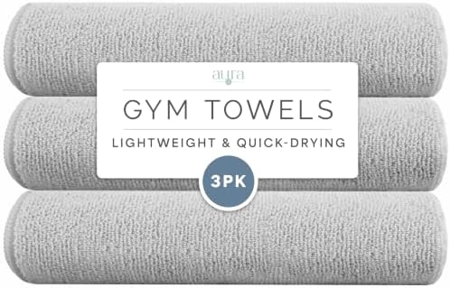 S&T INC. Microfiber Gym Towels, 3 Pack, Light Grey by STINC