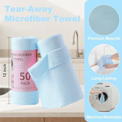 Jessy Home 2 Roll Reusable Paper Towels, 100 Sheets Tear Away Microfiber - Image 3