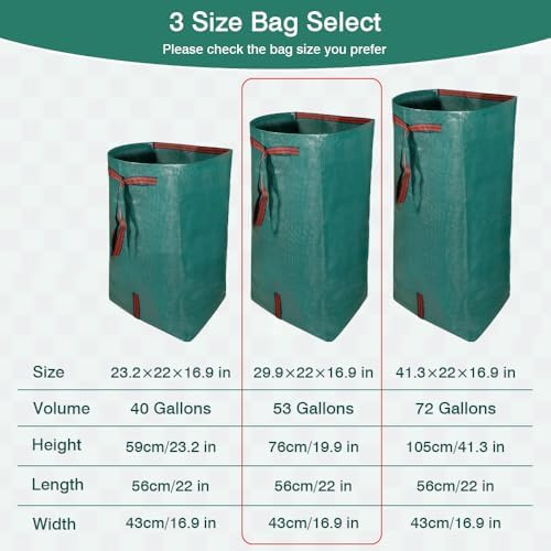 2‑Pack 53 Gallon Garden Leaf Bags, Reusable Dustpan Yard Waste Sacks - Image 2