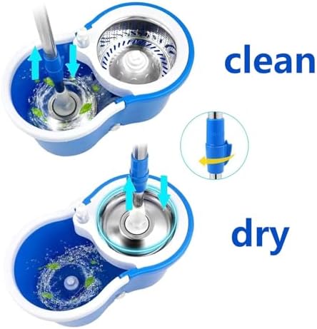 Spin Mop and Bucket with Wringer Set, with 3 Microfiber Mop Replacement Heads - Image 5