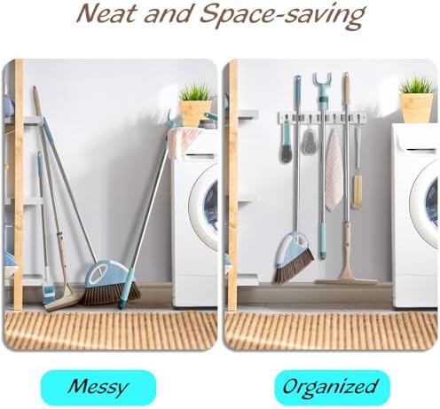 OUTNILI 2 Pack White Mop Broom Holder Wall Mount - Image 5