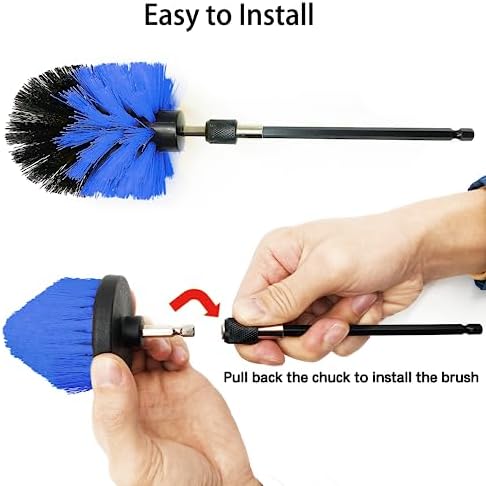 8 PackDrill Brush Attachment Set, 1/4in Power Scrubber Brush + Extend Long Rod - Image 5