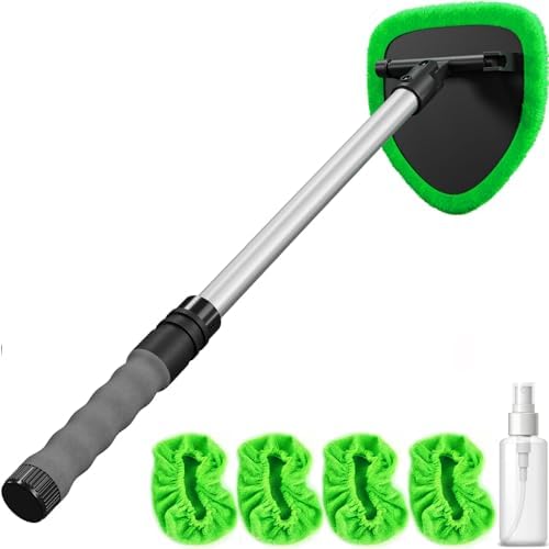 Windshield Cleaner Tool with Extendable Aluminum Handle, Streak-Free Auto Glass by JPJCOOY