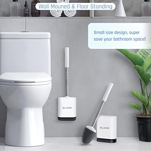 Sellemer Silicone Toilet Brush, Ventilation Slots Base Holder 1 Pack - Image 6