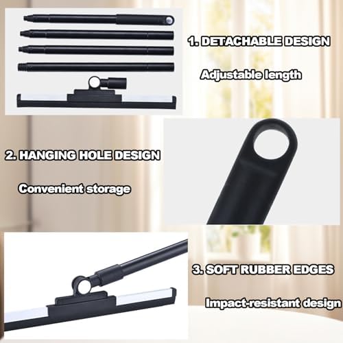 Floor Squeegee - 52 Inch Adjustable Long Handle 14.2 Inch Rubber Blade 180° - Image 6
