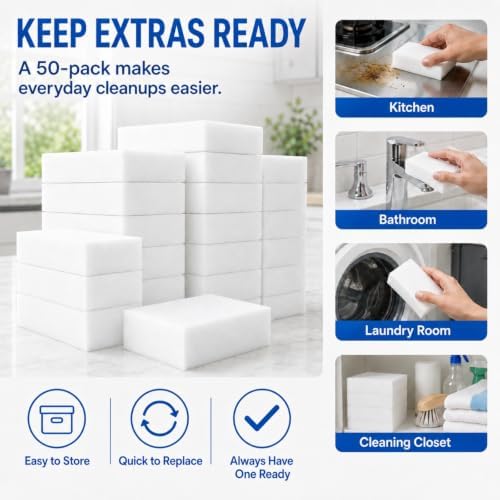 Magic Eraser - Pack of 50 Melamine Sponge Pads - Image 4