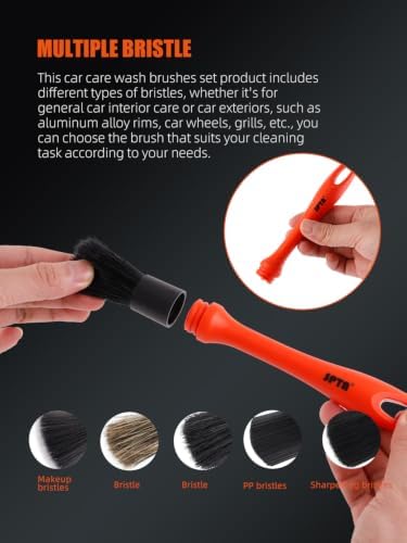 SPTA Car Detailing Brush Set, 5 Pack Soft Mixed Hair Auto Detail Brush Kit No - Image 3