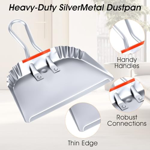 4 Pack Industrial Metal Dustpan 12" Heavy Duty Dust Pan - Image 3