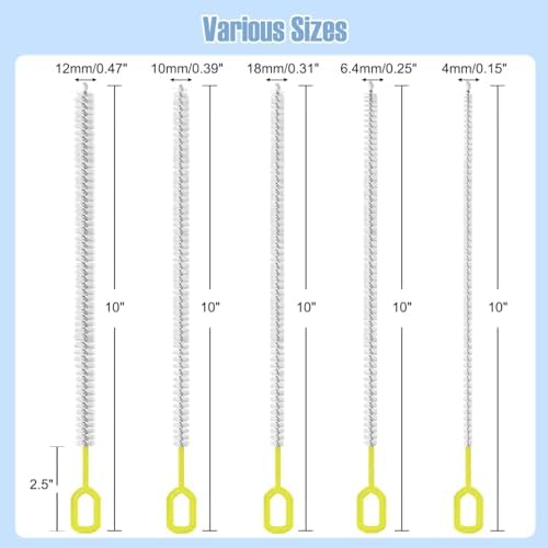 Extra Long 10 Inch Straw Cleaner Brush, Heavy Duty Thin Bristle Straw Brushes - Image 2