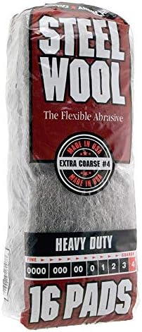 Homax 33873161073 Steel Wool, 16 pad, Extra Coarse Grade #4, Rhodes American by Homax