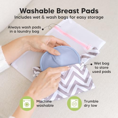 Organic Nursing Pads, 14 Washable Breast Pads, Wash Bag - Image 4